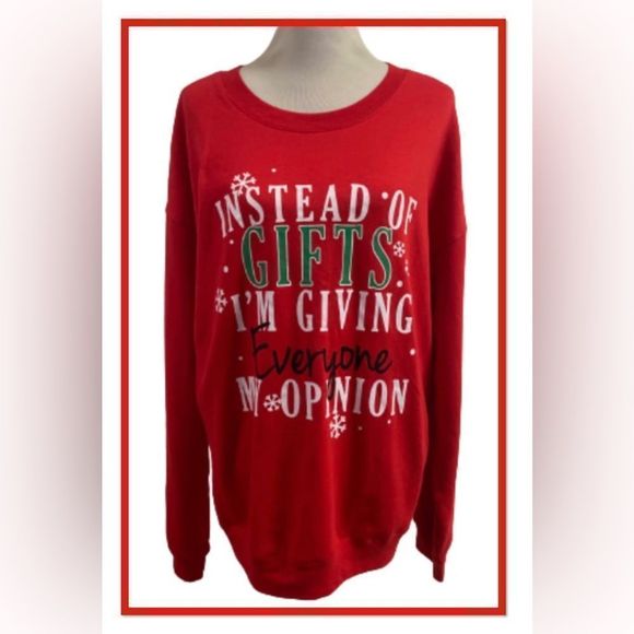 Wound Up Size XXL Red “Instead o Presents,” Sweatshirt - Picture 1 of 9